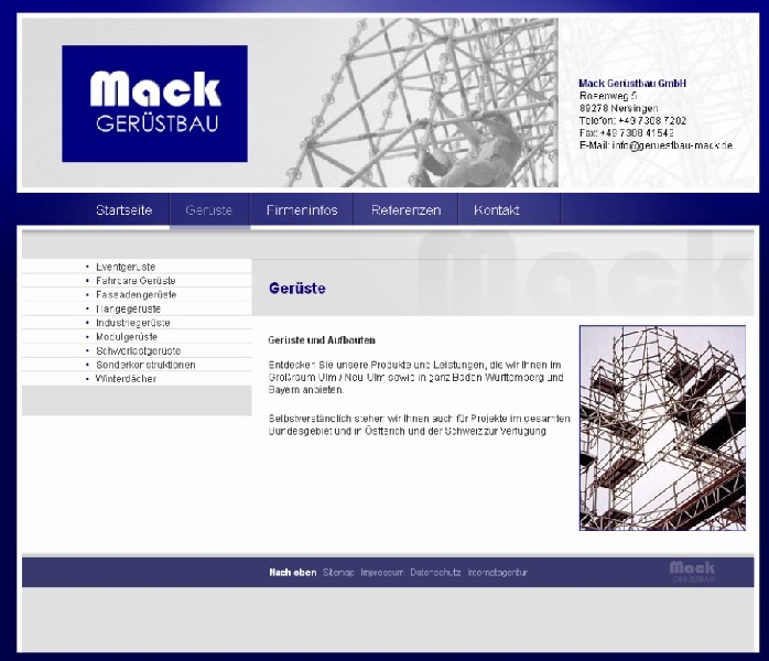 Gerustbau Mack Aus Der Nahe Von Ulm Unimess Gmbh Ulm Internetagentur Werbeagentur